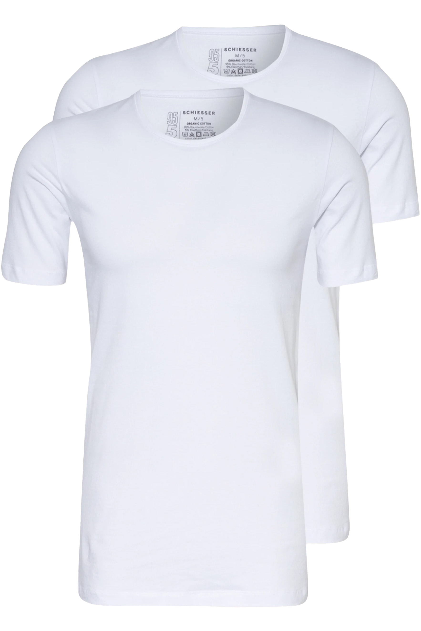 Schiesser T-shirt ronde hals 95/5 wit 2-pack afbeelding